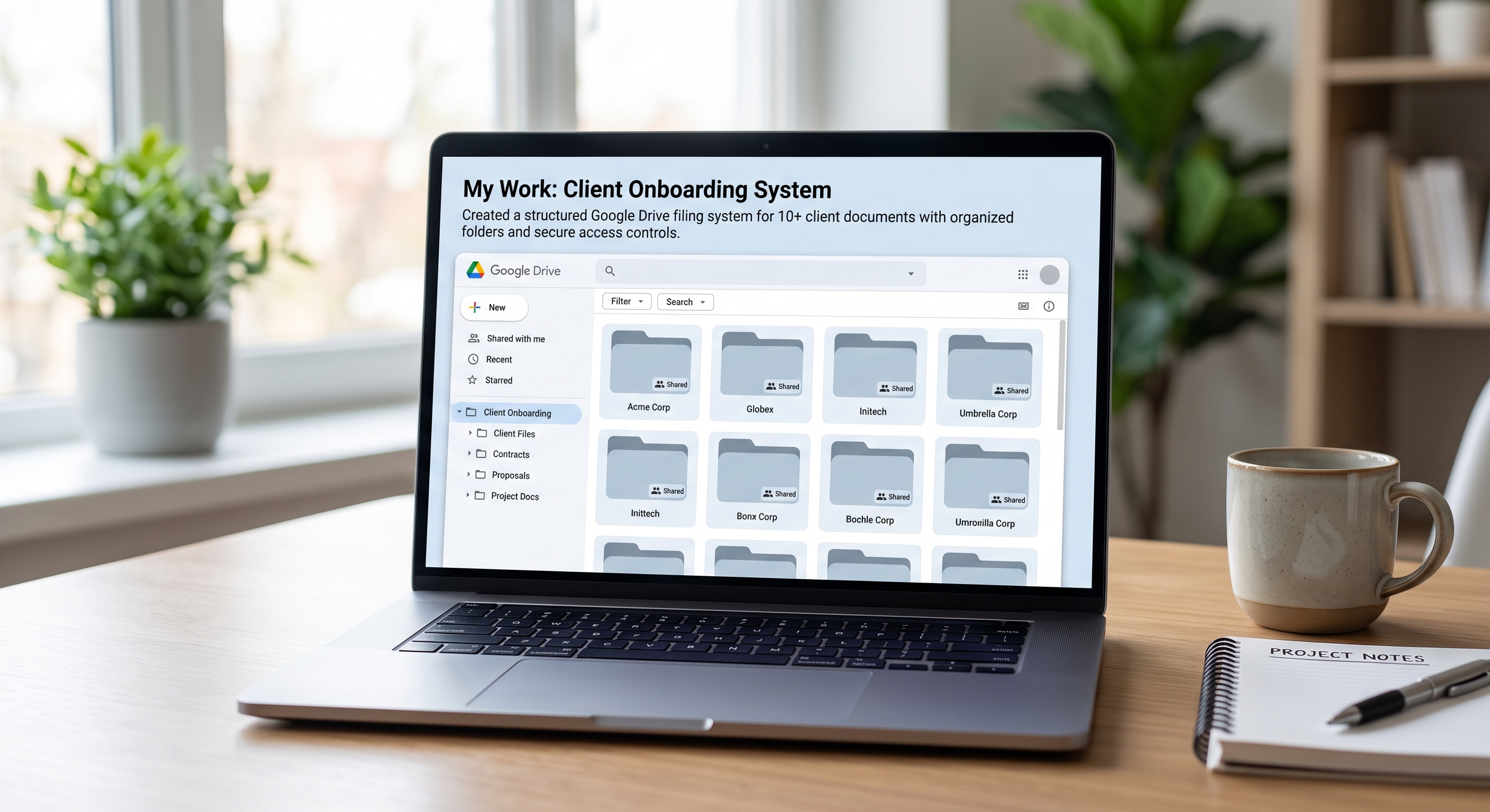 Client onboarding and file organization